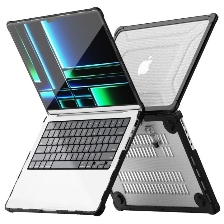 Dėklas MacBook Pro 14 (2021–2025) juodas ir permatomas SmartShell Pro