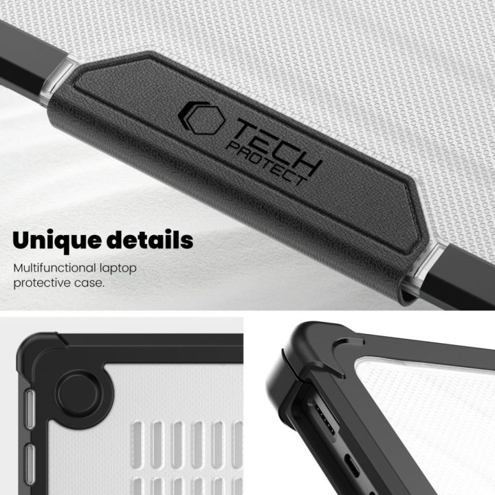 Dėklas MacBook Pro 14 (2021–2025) juodas ir permatomas SmartShell Pro