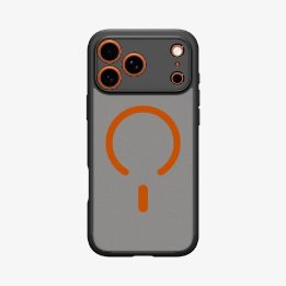 iPhone 17 Pro dėklas juodas ir oranžinis Spigen