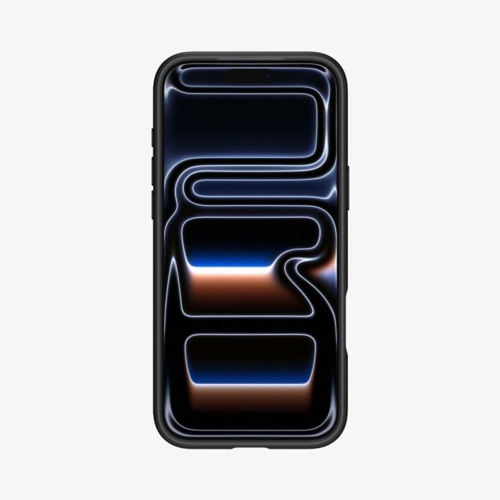 iPhone 17 Pro dėklas juodas ir oranžinis Spigen