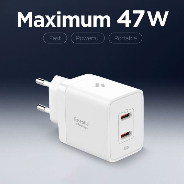 Įkroviklis sieninis USB-C 47 W baltas Spigen