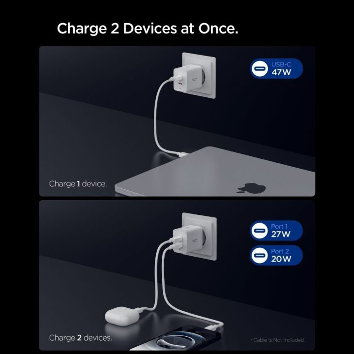 Įkroviklis sieninis USB-C 47 W baltas Spigen