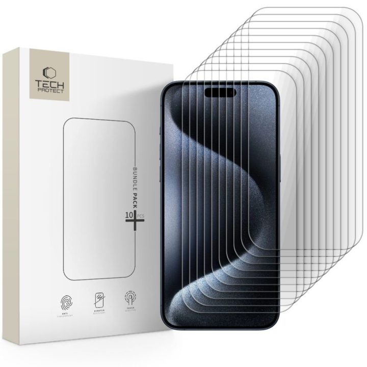 iPhone 15 Pro Max grūdintas stiklas 10 vnt. komplektas