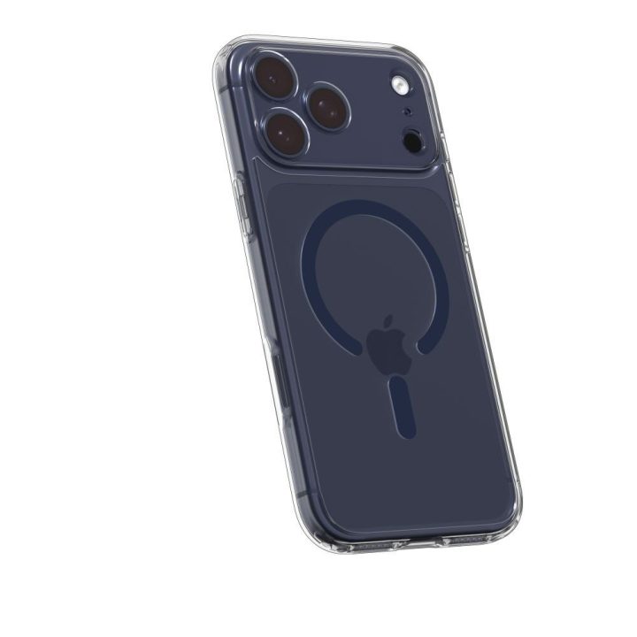 iPhone 17 Pro dėklas skaidrus tamsiai mėlynas Spigen