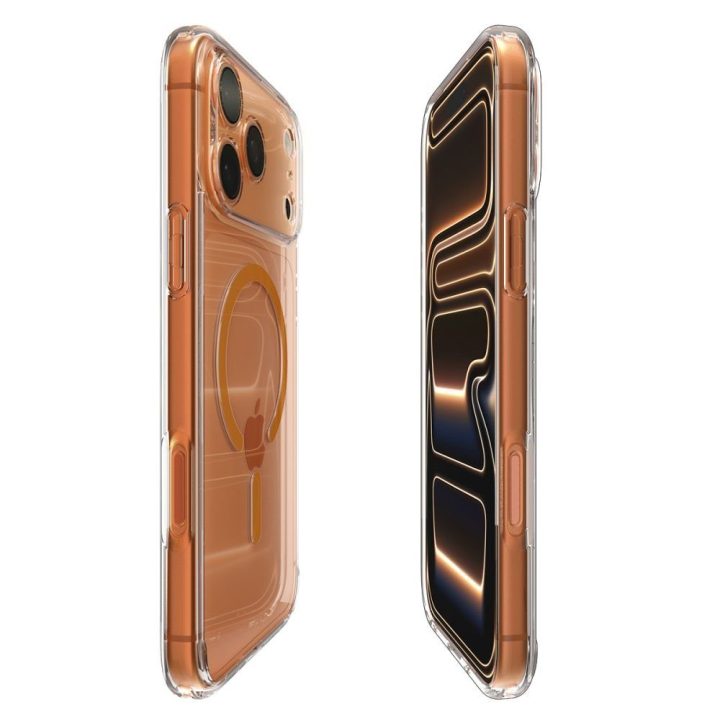 iPhone 17 Pro Max dėklas skaidriai oranžinis Spigen