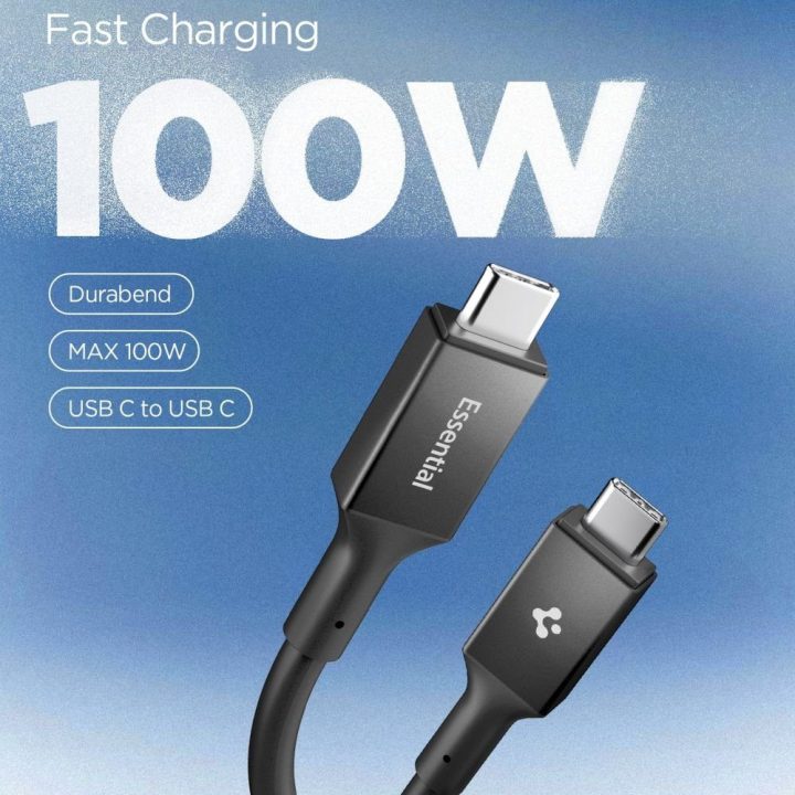 Kabelis USB-C 100 W 200 cm juodas Spigen