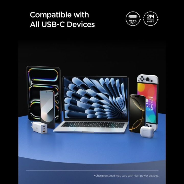 Kabelis USB-C 100 W 200 cm baltas Spigen