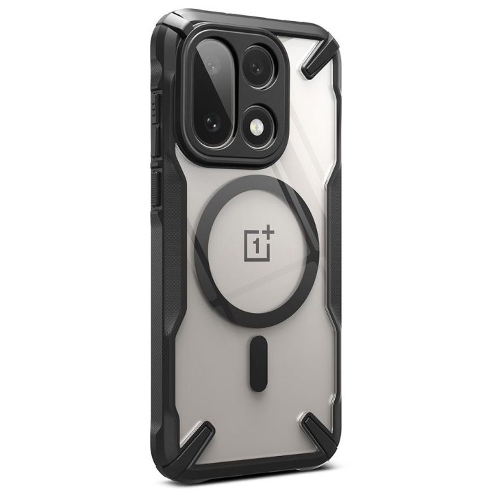 OnePlus 15 telefono dėklas skaidrus juodas Ringke