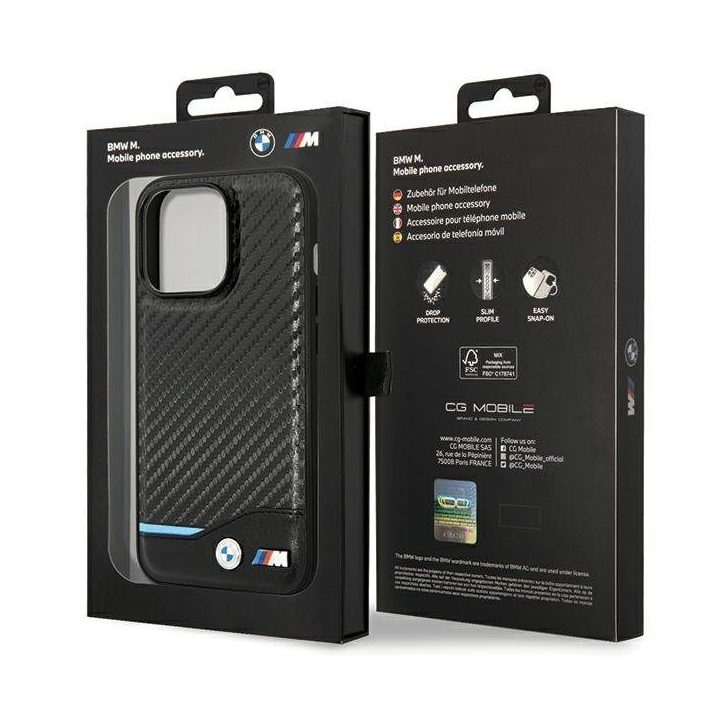 Dėklas odinis juodas iPhone 13 Pro Max BMW