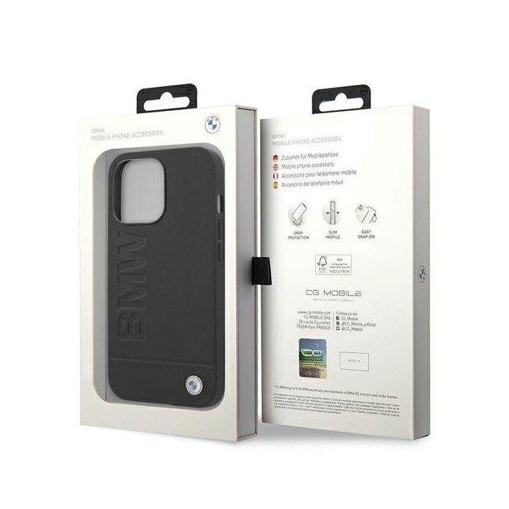 Dėklas odinis juodas iPhone 14 Pro BMW