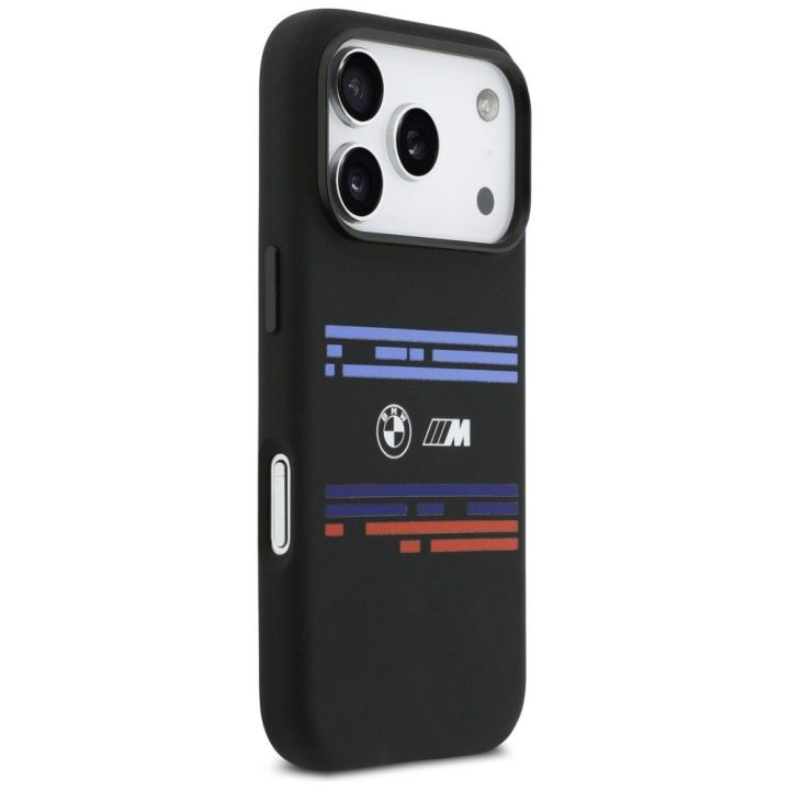 Dėklas iPhone 17 Pro silikoninis juodas MagSafe BMW