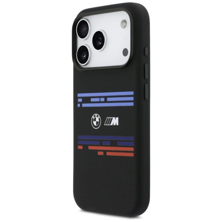 Dėklas iPhone 17 Pro silikoninis juodas MagSafe BMW