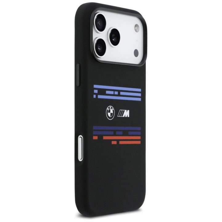 Dėklas iPhone 17 Pro Max silikoninis juodas MagSafe BMW