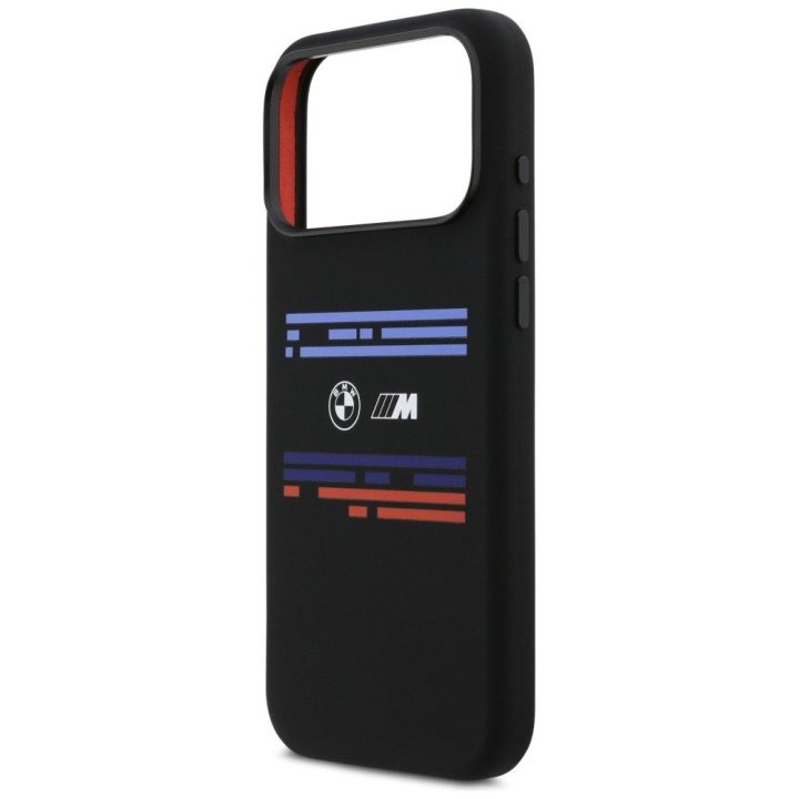 Dėklas iPhone 17 Pro Max silikoninis juodas MagSafe BMW