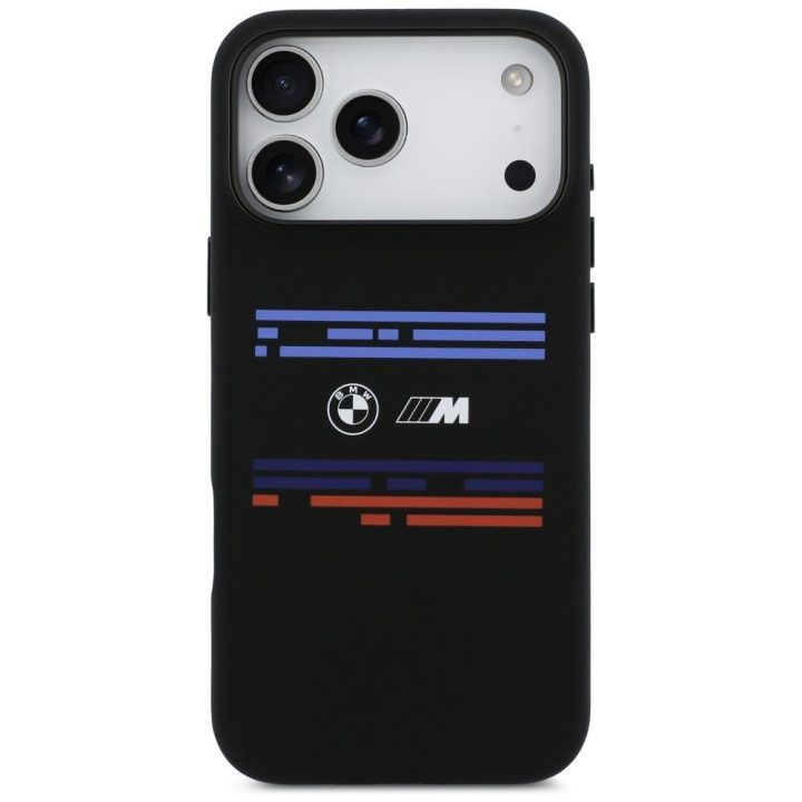 Dėklas iPhone 17 Pro Max silikoninis juodas MagSafe BMW