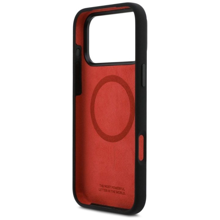 Dėklas iPhone 17 Pro Max silikoninis juodas MagSafe BMW