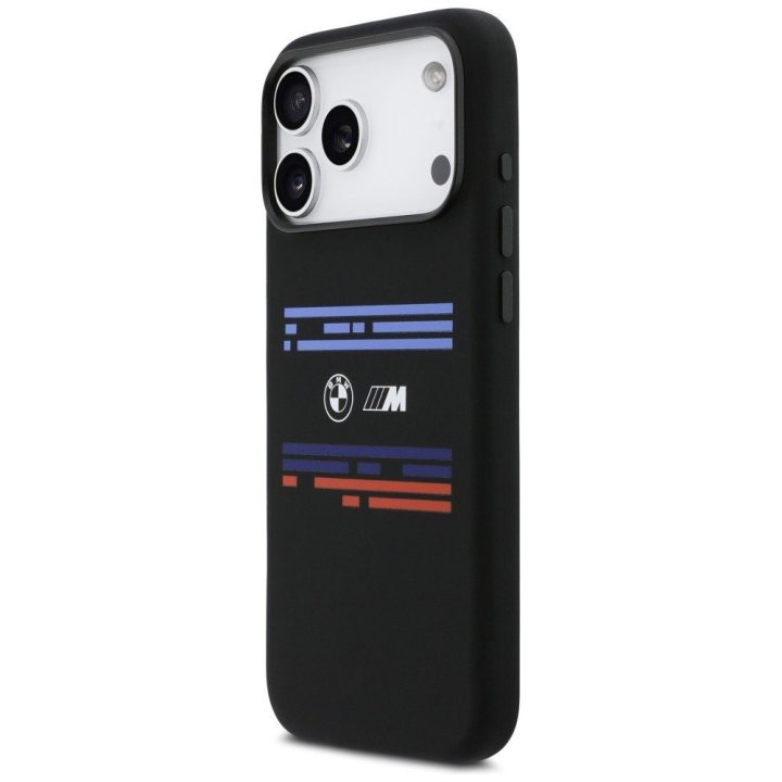 Dėklas iPhone 17 Pro Max silikoninis juodas MagSafe BMW