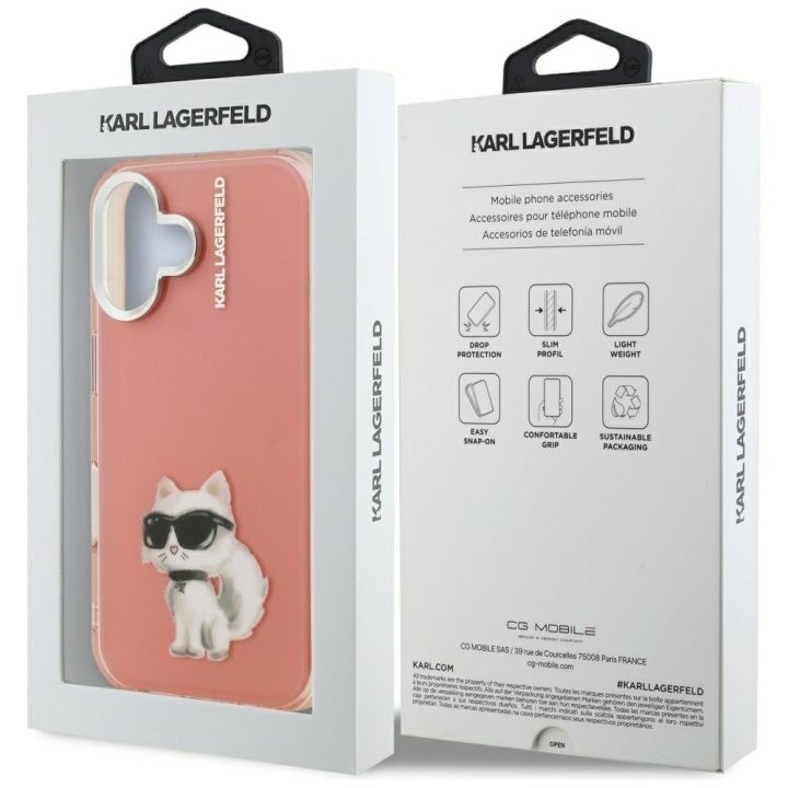 iPhone 16 dėklas rožinis Karl Lagerfeld