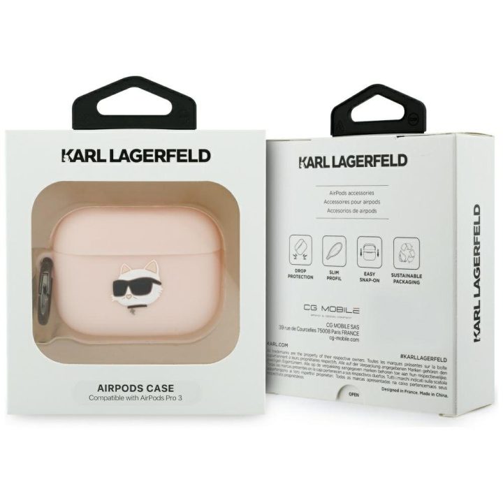 Dėklas silikoninis rožinis AirPods Pro 3 Karl Lagerfeld