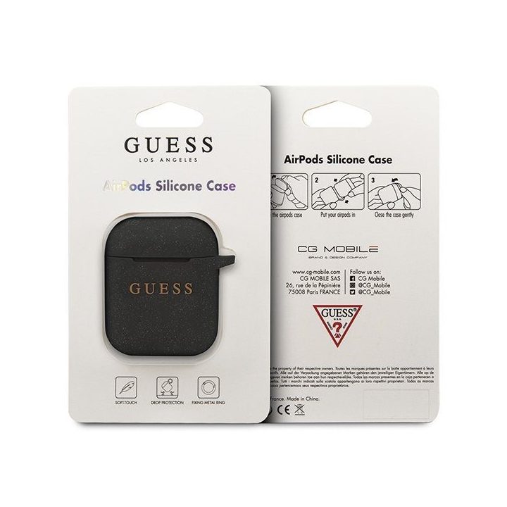 Dėklas silikoninis juodas AirPods 1/2 Guess
