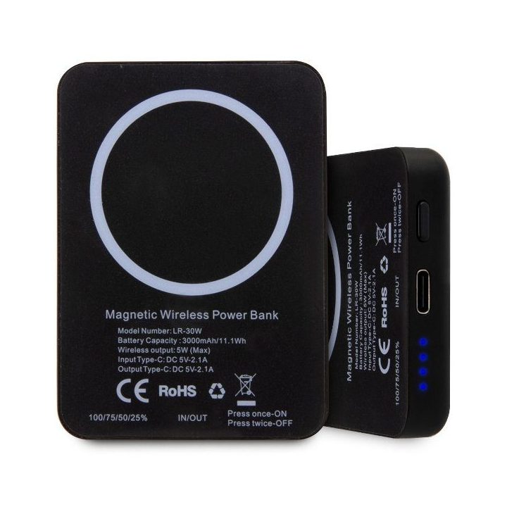 Išorinė baterija belaidė MagSafe juoda 3000mAh Karl Lagerfeld