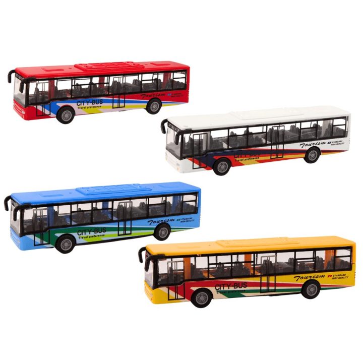 Žaislinis miesto autobusas su inercine pavara 15 cm metalinis