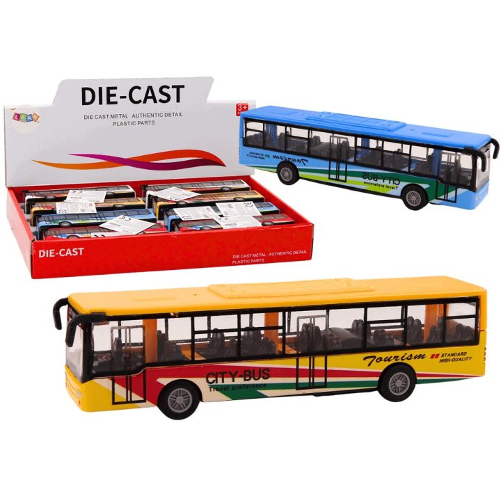 Žaislinis miesto autobusas su inercine pavara 15 cm metalinis