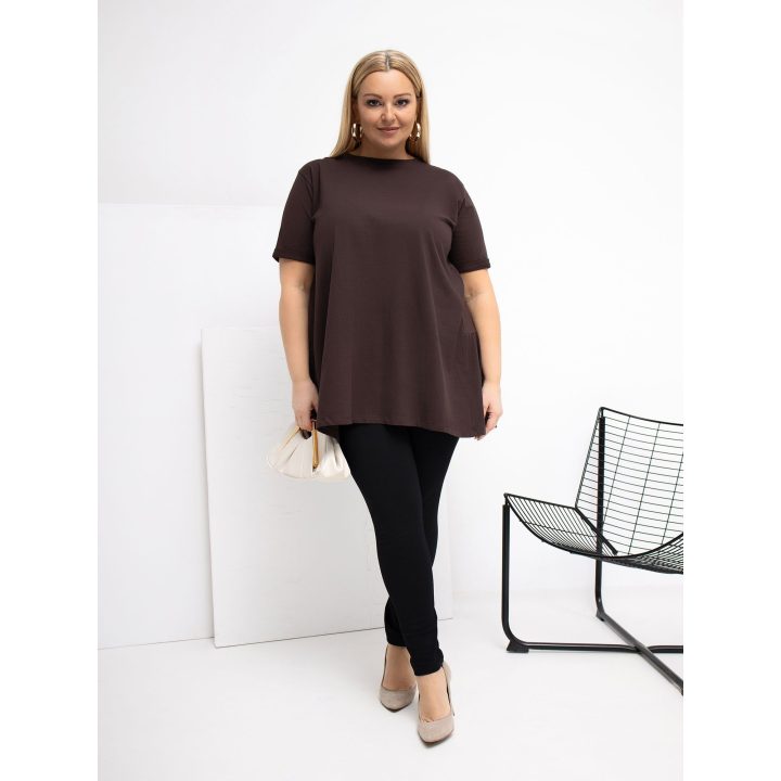 Palaidinė moterims plus size tamsiai ruda