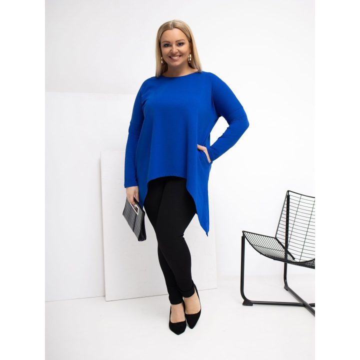 Tunika moterims plus size kobalto spalvos