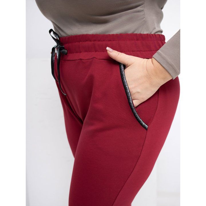 Dresinės kelnės moterims plus size bordo spalvos