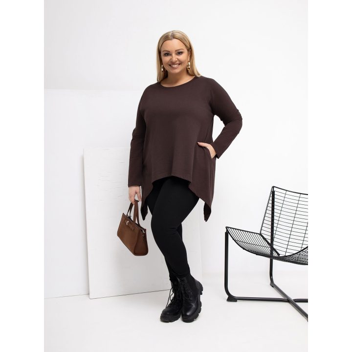 Tunika moterims plus size tamsiai ruda