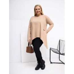 Tunika moterims plus size tamsiai smėlio spalvos