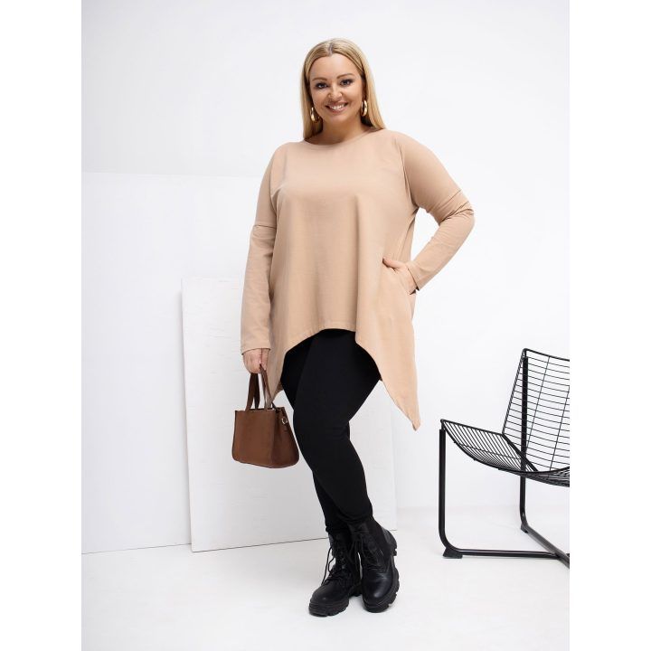 Tunika moterims plus size tamsiai smėlio spalvos