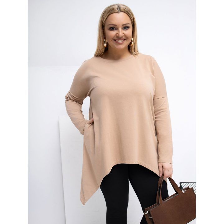 Tunika moterims plus size tamsiai smėlio spalvos