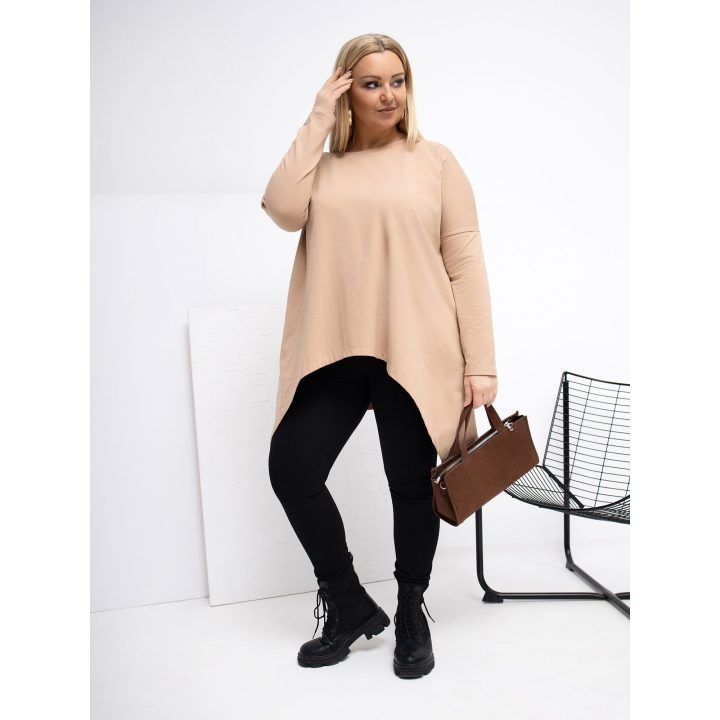 Tunika moterims plus size tamsiai smėlio spalvos