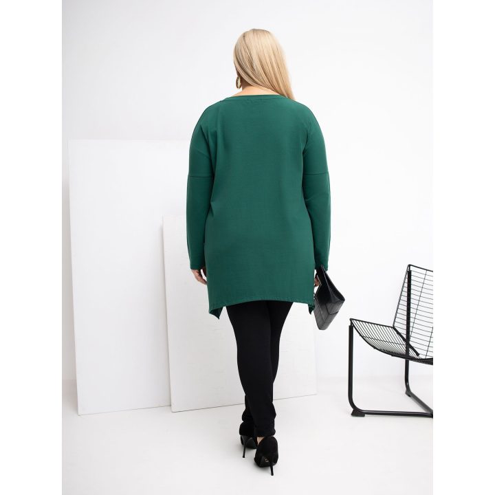 Tunika moterims plus size tamsiai žalia