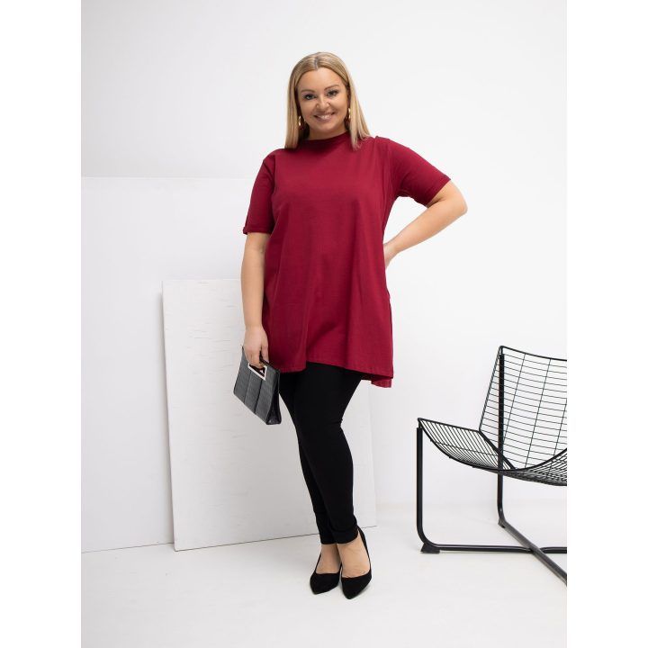 Palaidinė moterims plus size bordo spalvos