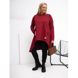 Tunika moterims bordo spalvos plus size fasono