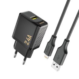 Sieninis USB įkroviklis telefonui 2.4A su Lightning laidu