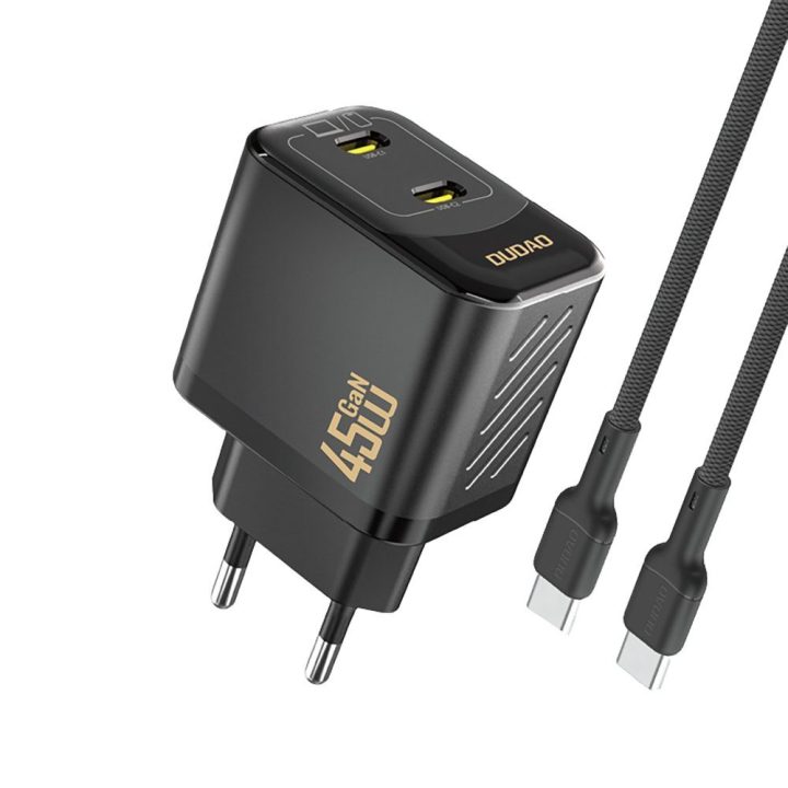 Sieninis USB-C įkroviklis telefonui 45W GaN su laidu
