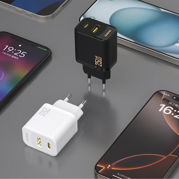 Sieninis USB įkroviklis 25W GaN su USB-C laidu