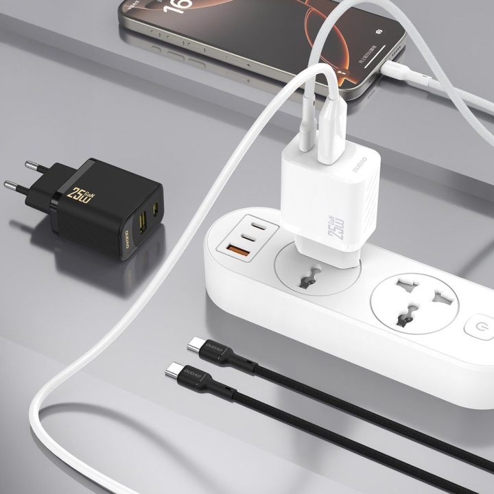 Sieninis USB įkroviklis 25W GaN su USB-C laidu