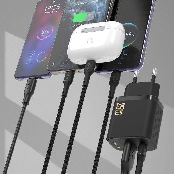 Sieninis USB įkroviklis 25W GaN su USB-C laidu