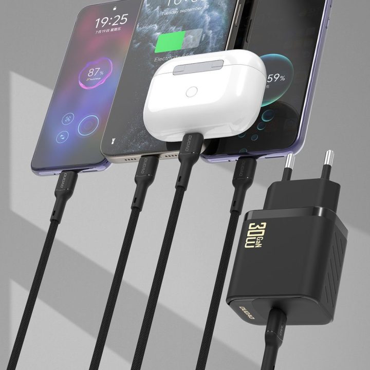 Sieninis įkroviklis telefonui 30W USB-C su laidu baltas