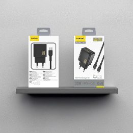 Sieninis telefono įkroviklis 30W GaN USB-A USB-C su laidu