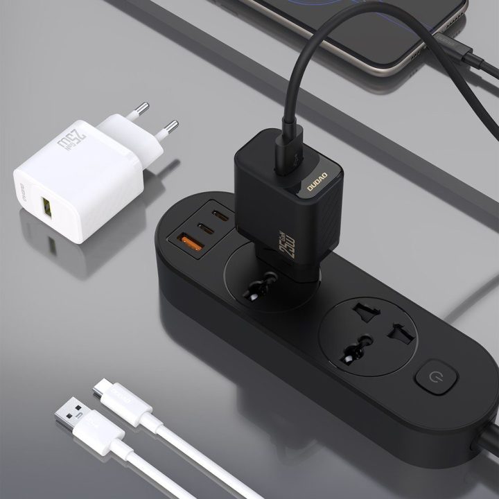 Sieninis USB įkroviklis 25W su USB-A–USB-C laidu baltas