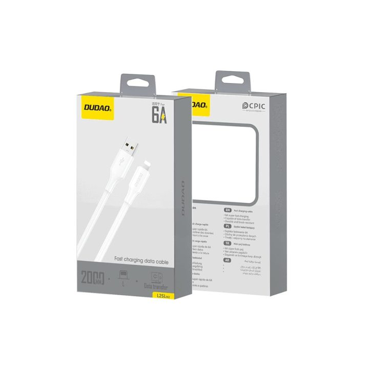 Įkrovimo laidas USB-A – Lightning 6A 1.2 m baltas