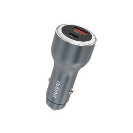 Automobilinis įkroviklis 120W USB-A USB-C su LED R4Ultra pilkas
