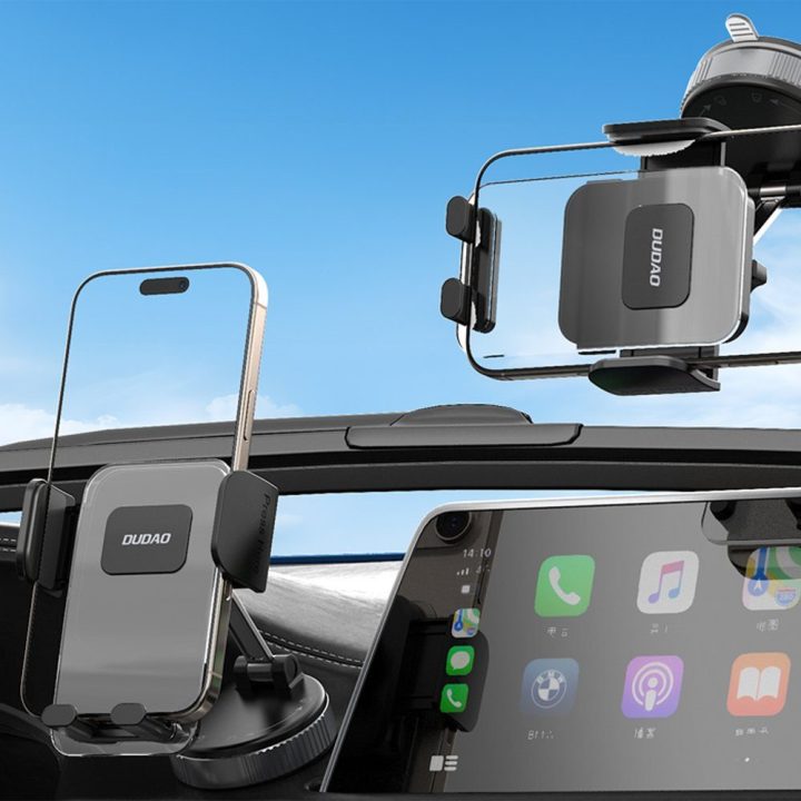 Automobilinis telefono laikiklis su siurbtuku F24PLUS juodas