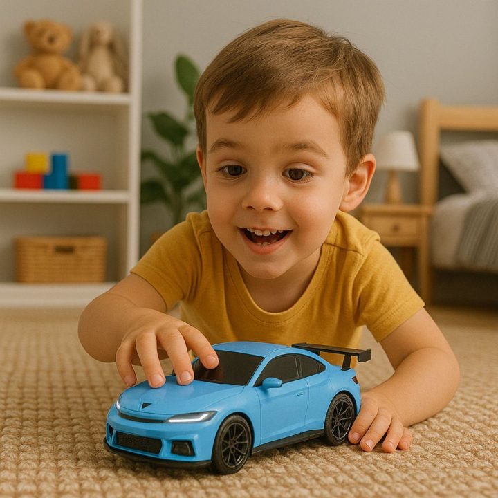 Elektrinis sportinis R/C automobilis su įkrovimo stotele mėlynas